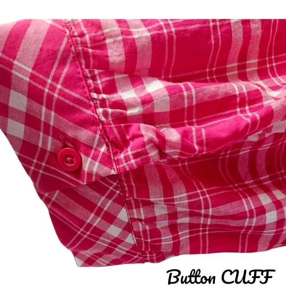 60% OFF NEW TORRID Plus Size Pink, White Plaid Mini Voile Mandarin Collar Dress - Picture 5 of 16